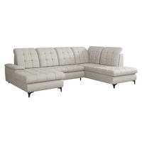 WOHNLANDSCHAFT Enzo, Seite: Links - Creme/Schwarz, Holz/Textil (330/105/212cm) - MIRJAN24