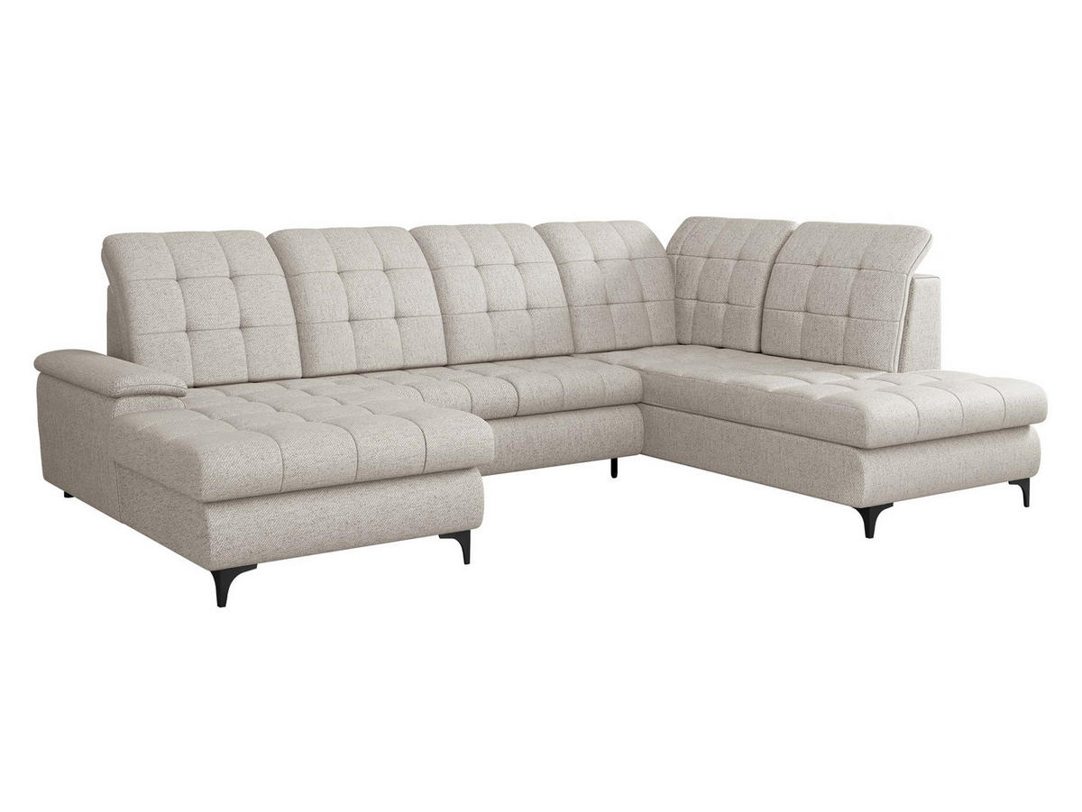 WOHNLANDSCHAFT Enzo, Seite: Links - Creme/Schwarz, Holz/Textil (330/105/212cm) - MIRJAN24