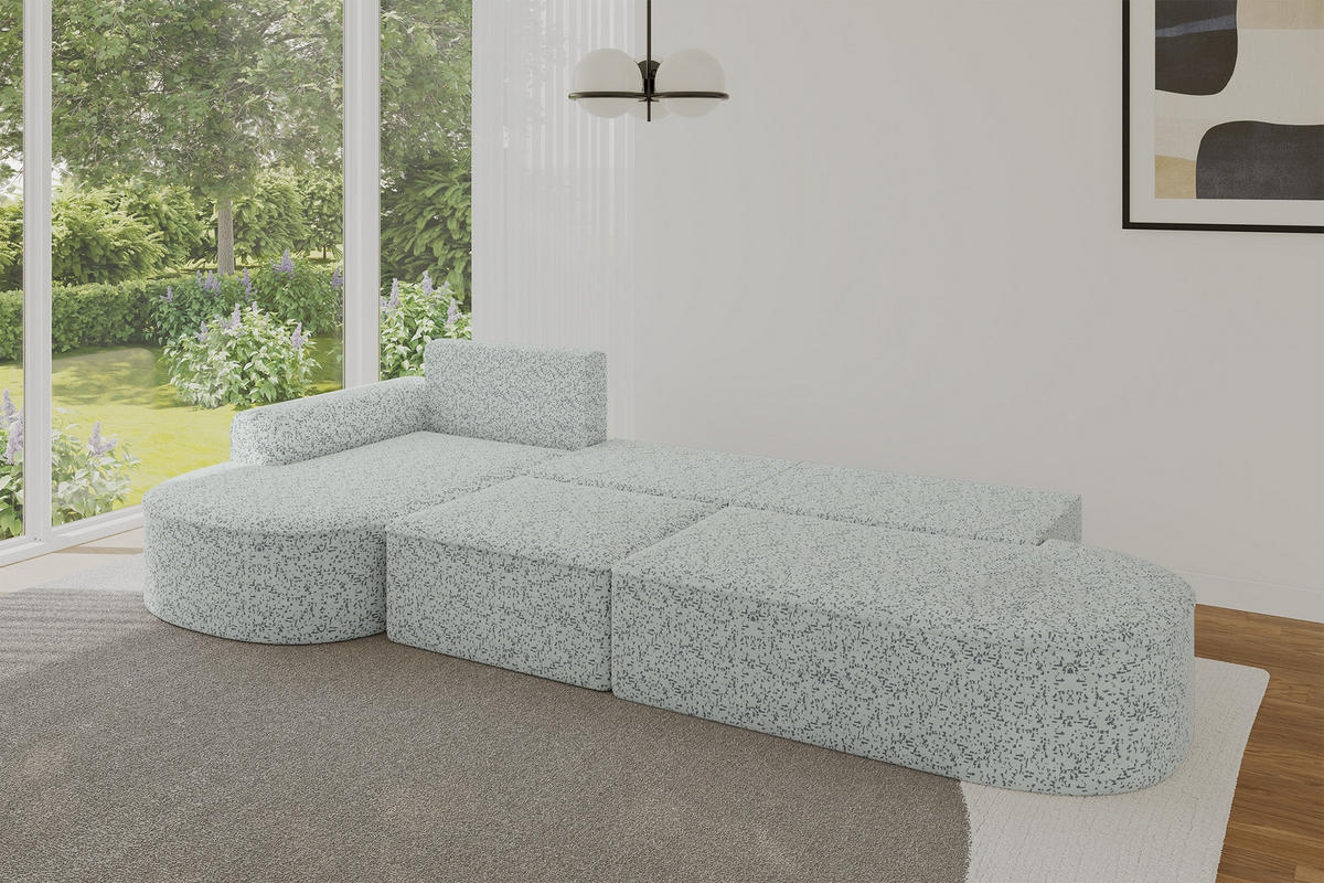 ECKSOFA mit Schlaffunktion Ottomane Links MARI L2-S 368X167X85 Grün Velours - Smaragdgrün/Schwarz, Holzwerkstoff/Kunststoff (368/167cm) - ALTDECOR
