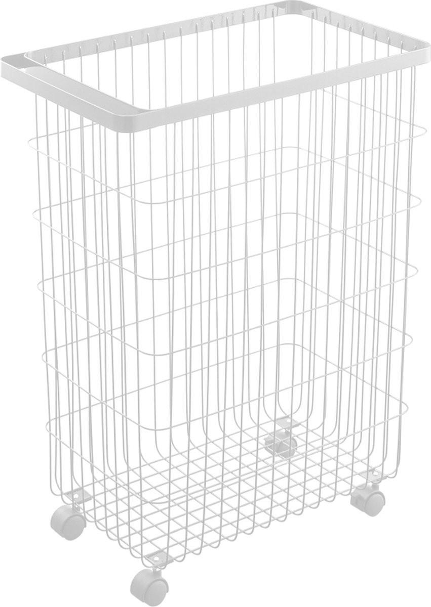 WÄSCHEKORB mit Rollen aus Metall H56,5cm - Weiß, Metall (28/56.5/46cm) - Yamazaki