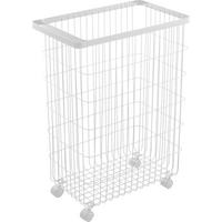 WÄSCHEKORB mit Rollen aus Metall H56,5cm - Weiß, Metall (28/56.5/46cm) - Yamazaki