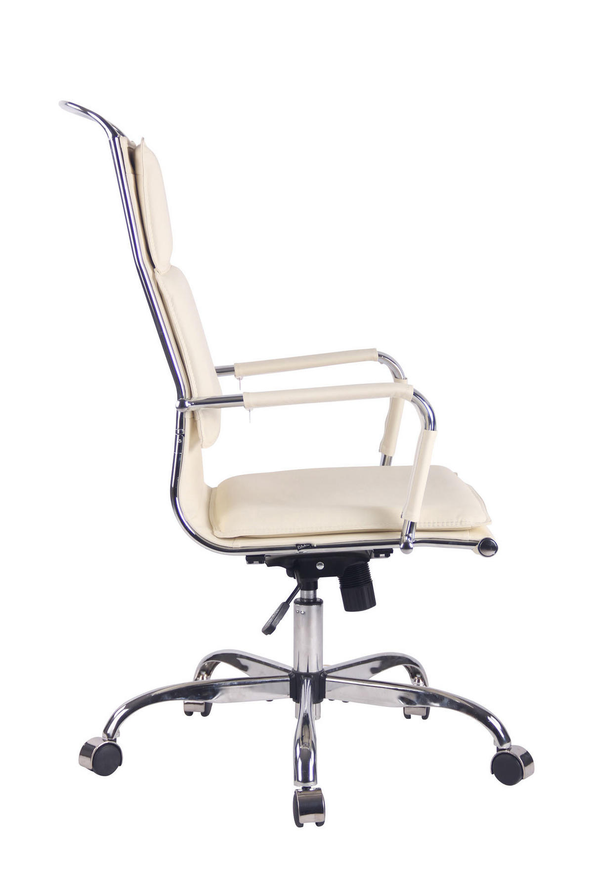 DREHSTUHL Lederlook creme - Chromfarben/Creme, Textil/Metall (58/110/63cm) - CLP