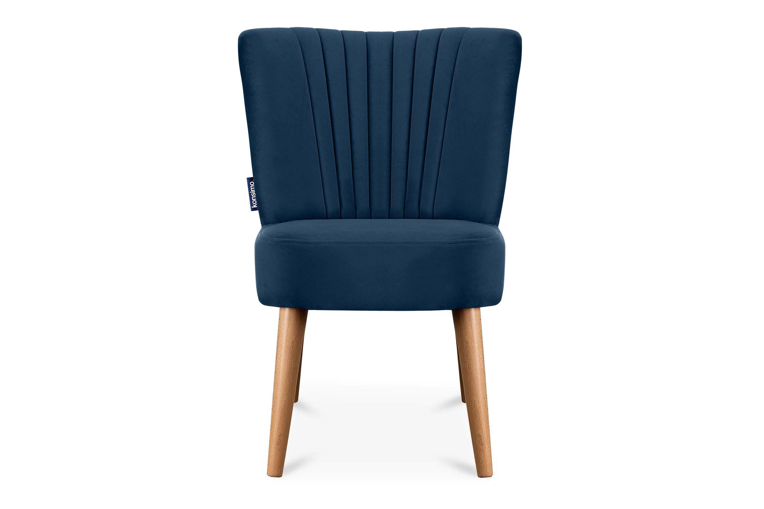 COCKTAILSESSEL DUCO auf hohen Beinen, Marineblau/Eiche - Eichefarben/Dunkelblau, Holz/Textil (63/89/65cm) - KONSIMO®