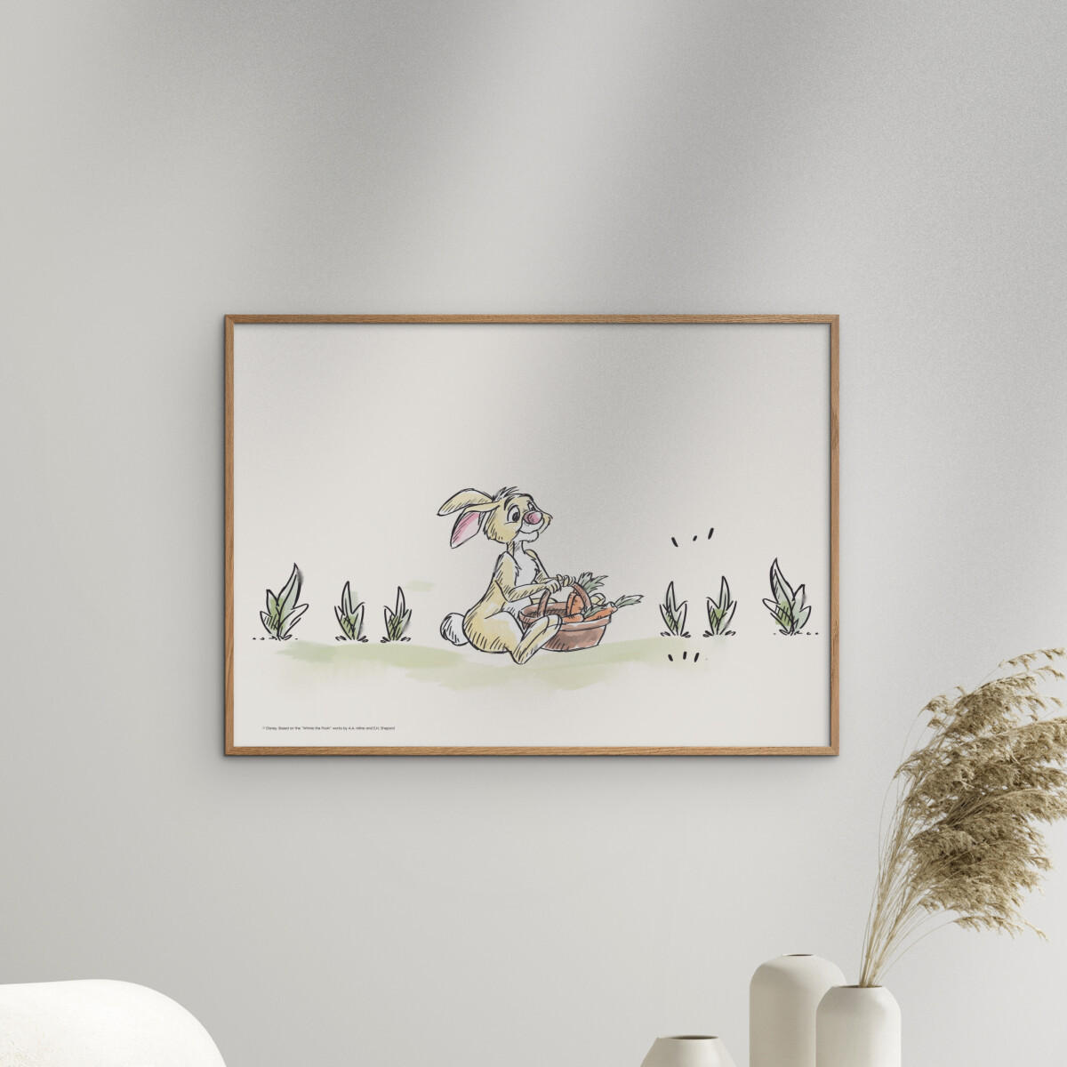 POSTER mit Rahmen Disney - Disney - Rabbit Harvesting Carrots - Eichefarben/Beige, Holz/Papier (70/100cm) - Poster&Frame
