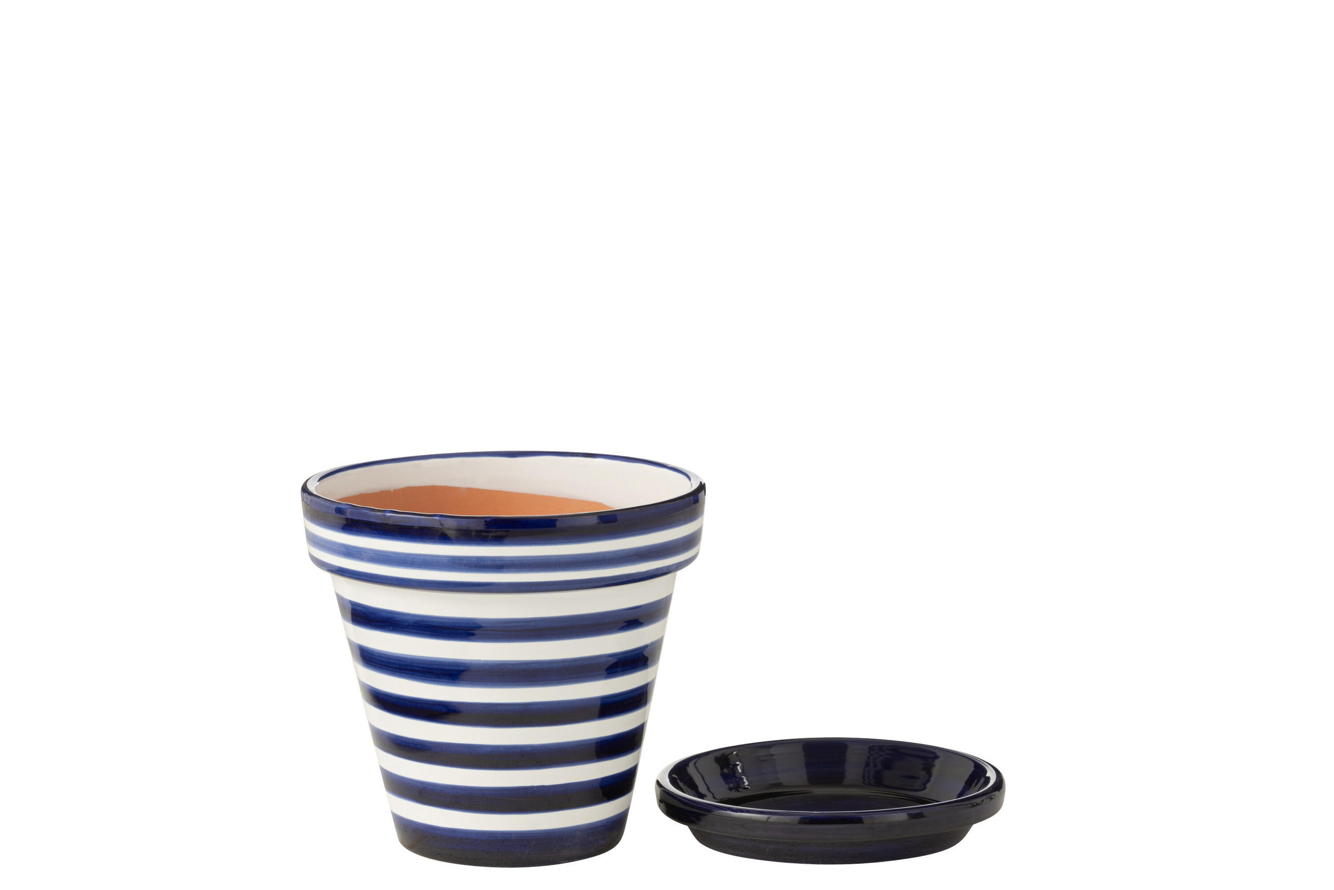 BLUMENTOPF GRANADA STRIPES - Töpferei - Blau - M - Ø 27 cm - Multicolor, Keramik (27/25cm) - J-Line