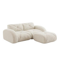 ECKSOFA 204×171×76 cm aus Chenille rahmenlos modular mit Hockern, weiß - Weiß, Textil (171/204cm) - Luhomfu