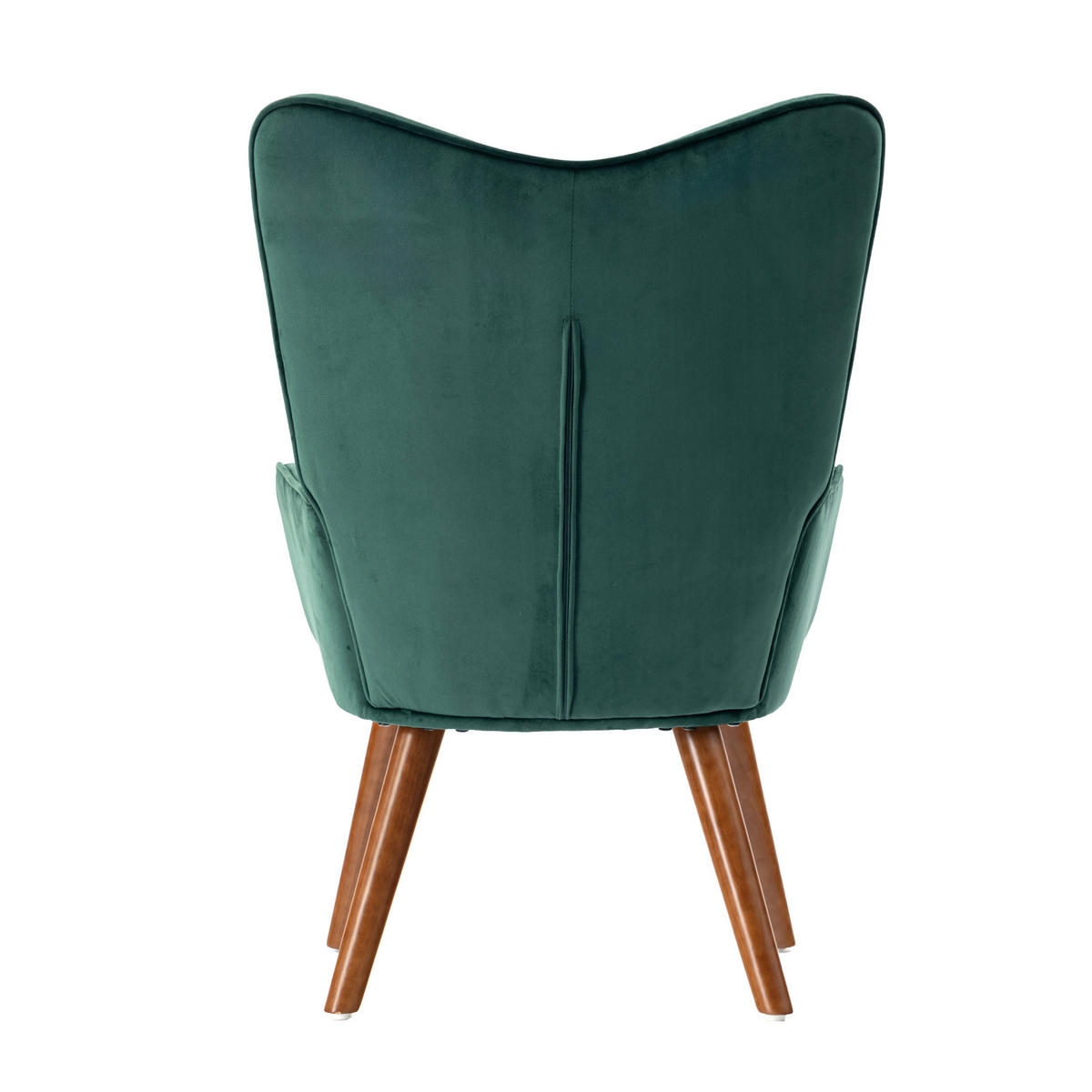 SESSEL Samt, Füße aus Massivholz Grün - Dunkelgrün/Dunkelbraun, Holz/Buchenholz (61/91.5/69cm) - Urban Meuble