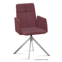 ARMLEHNSTUHL drehbar (6er-Set) Drinka 52x92x60 Edelstahl/Marsala - Edelstahlfarben/Brombeere, Kunststoff (60/92/52cm) - 58aufmkessel