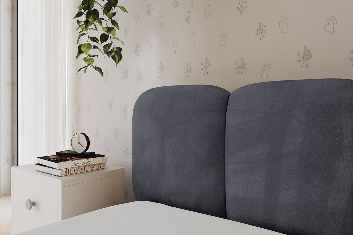 EINZELLBETT Jugendbett mit Bettkasten, Rechts - AVRY 100x200 Dunkelgrau - Titanfarben/Graphitfarben, Holzwerkstoff/Textil (100/200cm) - ALTDECOR