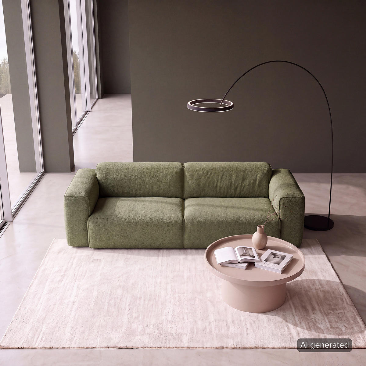 3-SITZER SOFA - Schwarz/Grün, Kunststoff/Textil (251/71/102cm) - home24