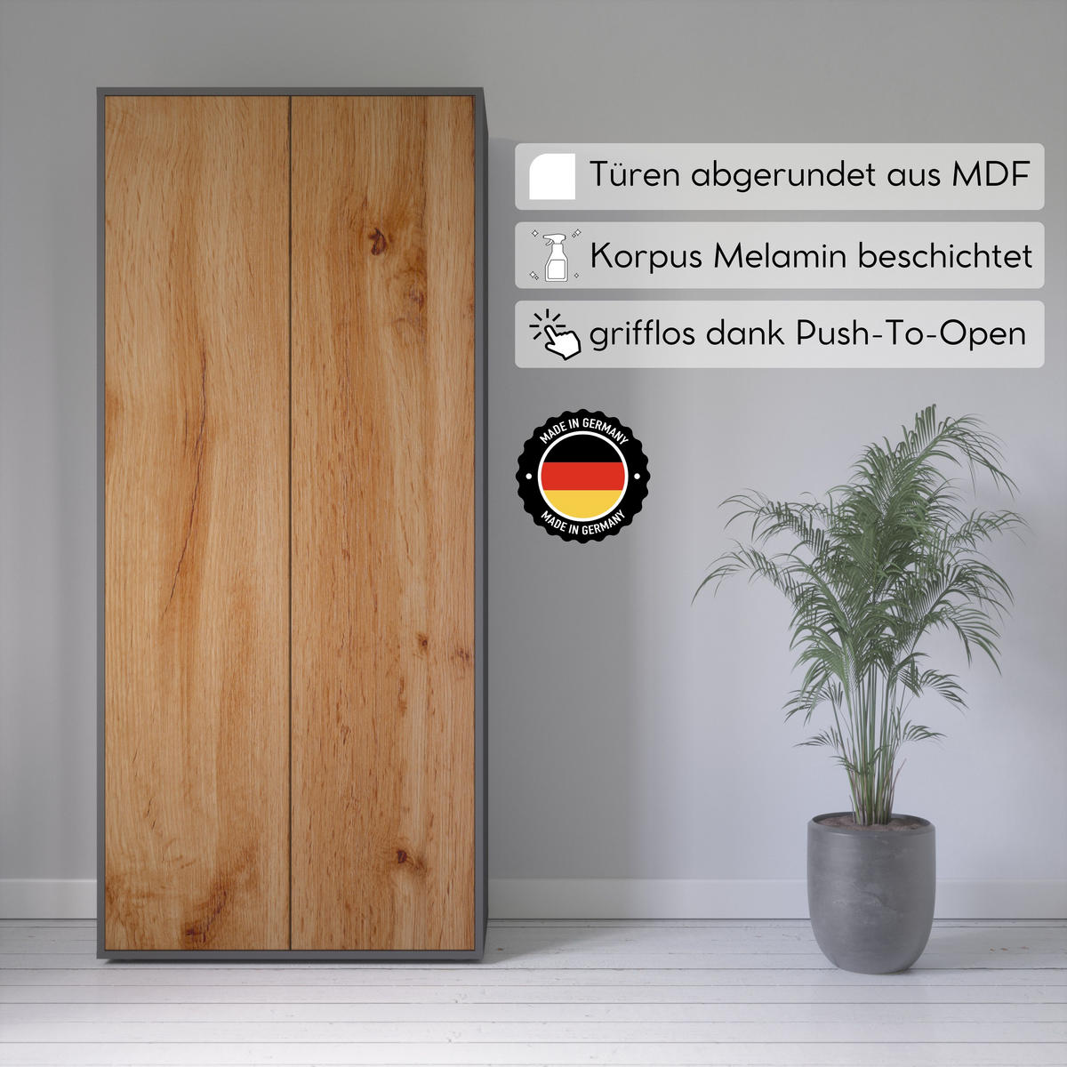 AKTENSCHRANK Amira T00 Eiche Wotan 180/80/40 cm - Eiche Wotan, Holzwerkstoff (80/180/40cm) - SIMPLYFURN