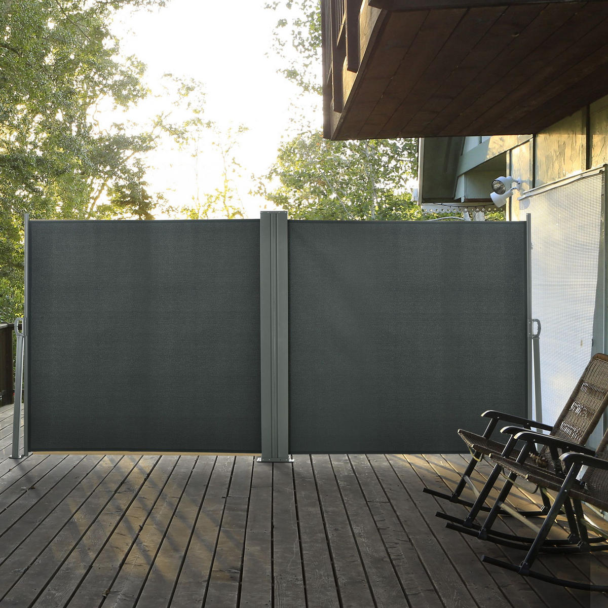 MARKISE,VERSTELLBARER, UV-beständiger Gartenteiler mit Griff, 600 x 180 cm, Grau - Grau, Metall (4/180cm) - Vallsero