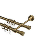 GARDINENSTANGE Primus Lucan 520 cm (geteilt in 4 x 130 cm), 2-läufig, 16 mm Ø Messing Antik - Messingfarben/Bronzefarben, Metall (520cm) - INTERDECO