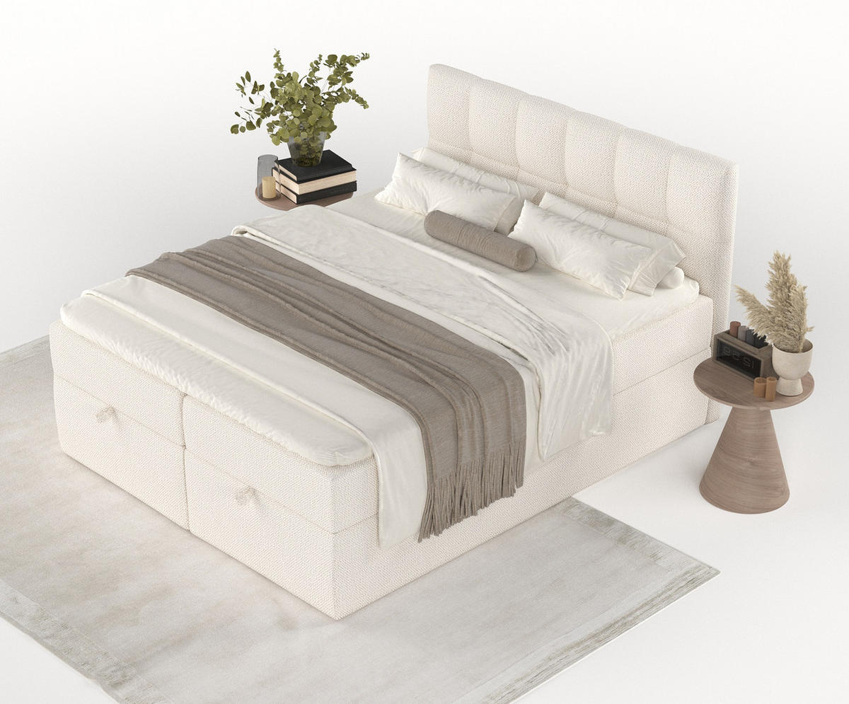 BOXBETT Shay Creme 140/200 cm - Creme/Schwarz, Holz/Holzwerkstoff (140/200cm) - Maison de Reve