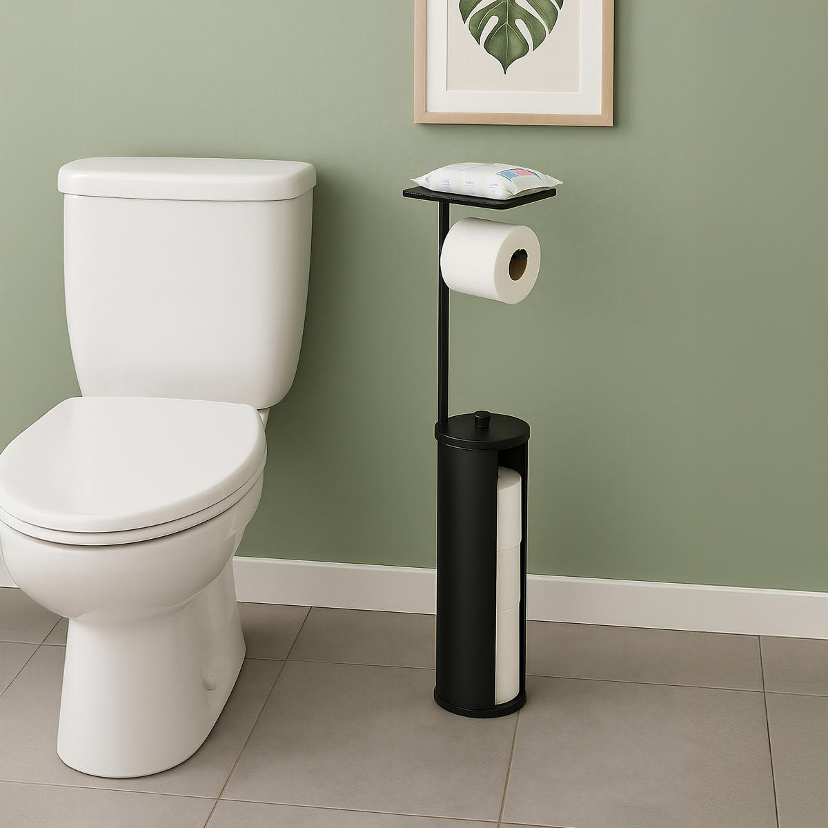 TOILETTENPAPIERHALTER - Schwarz, Kunststoff/Metall (22/91/14cm) - Relaxdays