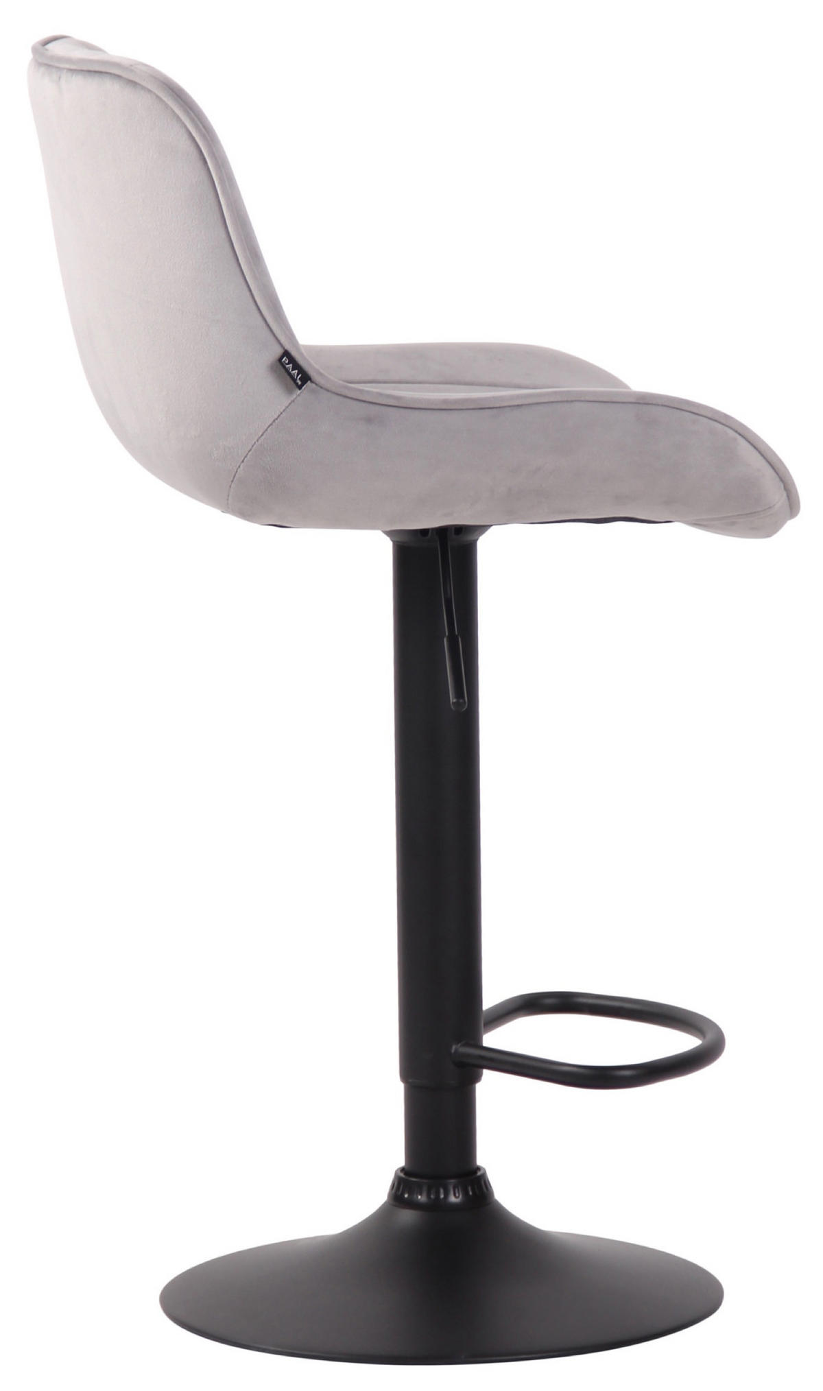BARHOCKER Lento, Gestell schwarz, Samt Grau - Schwarz/Grau, Textil/Metall (50/100/50cm) - TPFLiving