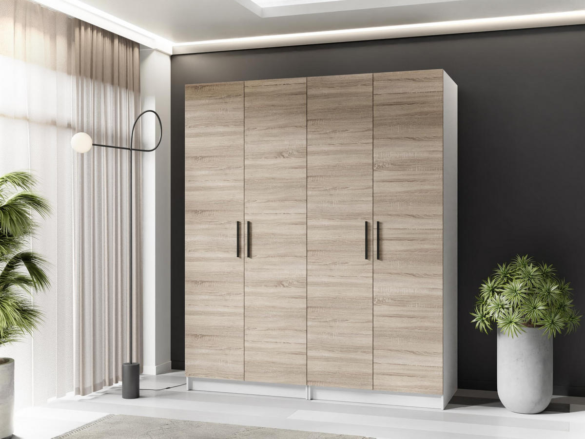 ŠATNÍ SKŘÍŇ GOLD Bílá & Dub Sonoma - bílá/Sonoma dub, kompozitní dřevo (78/205/52.5cm) - Kier Furniture