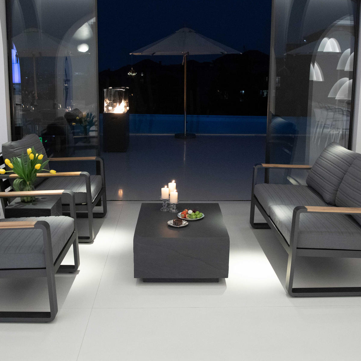 COUCHTISCH COLORADO aus GF-Beton Rechteck, Wetterbeständig, 86x66x36 cm - Dunkelgrau, Naturmaterialien (86/66/36cm) - Elementi