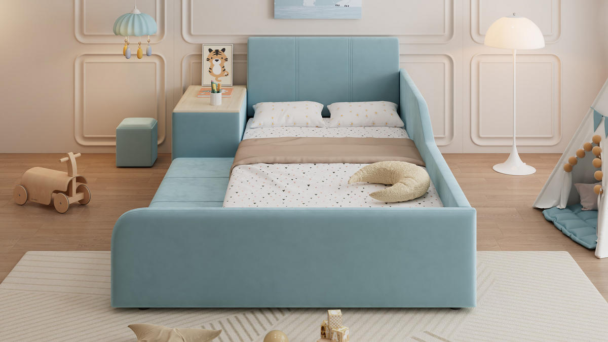 KINDERBETT 90x200 cm Tisch blau - Blau, Textil (90/200cm) - Fortuna Lai