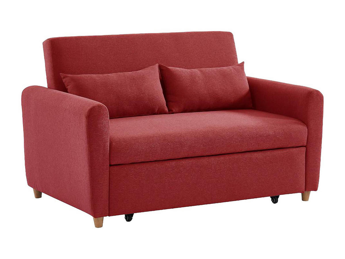 SCHLAFSOFA 2-Sitzer - Stoff - Rot - AYLA - Rot, Textil (140/86/87cm) - Vente-Unique