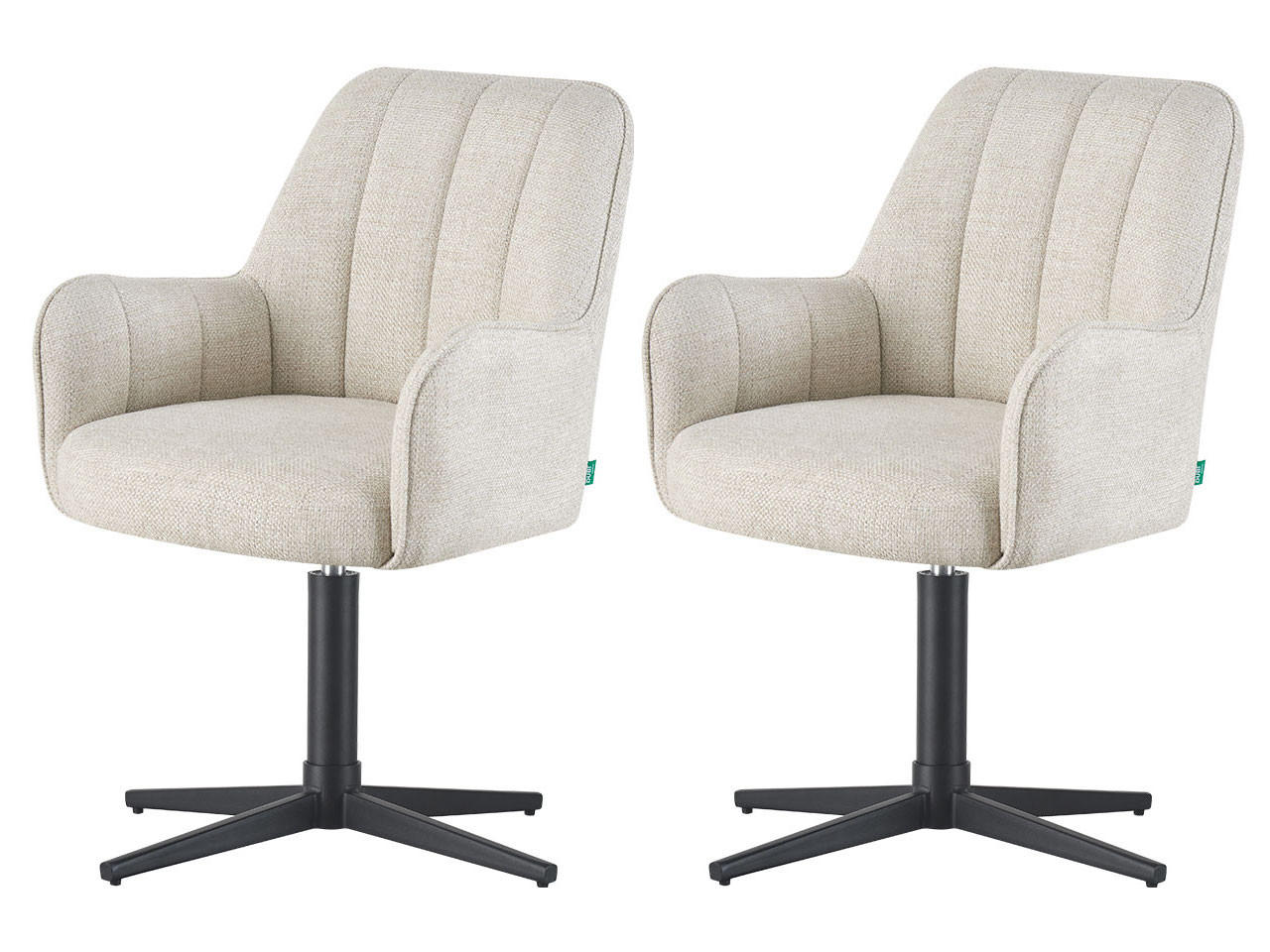 ESSZIMMERSTUHL THOMAS-ROMY 2er-Set 360°drehbar - Creme, Textil (58/87/62cm) - DUBI Möbel