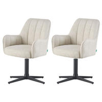 ESSZIMMERSTUHL THOMAS-ROMY 2er-Set 360°drehbar - Creme, Textil (58/87/62cm) - DUBI Möbel
