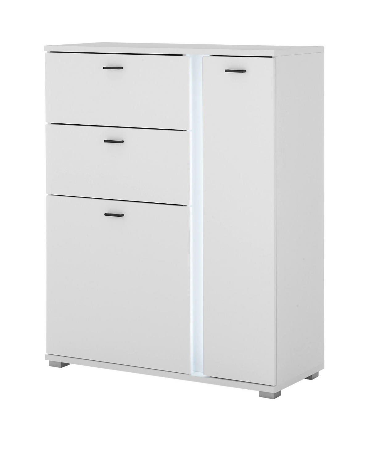 HIGHBOARD weiß matt, Kommode inklusive Frontbeleuchtung 100 x 125 cm - Weiß, Holzwerkstoff (100/125/42cm) - Furn.Design