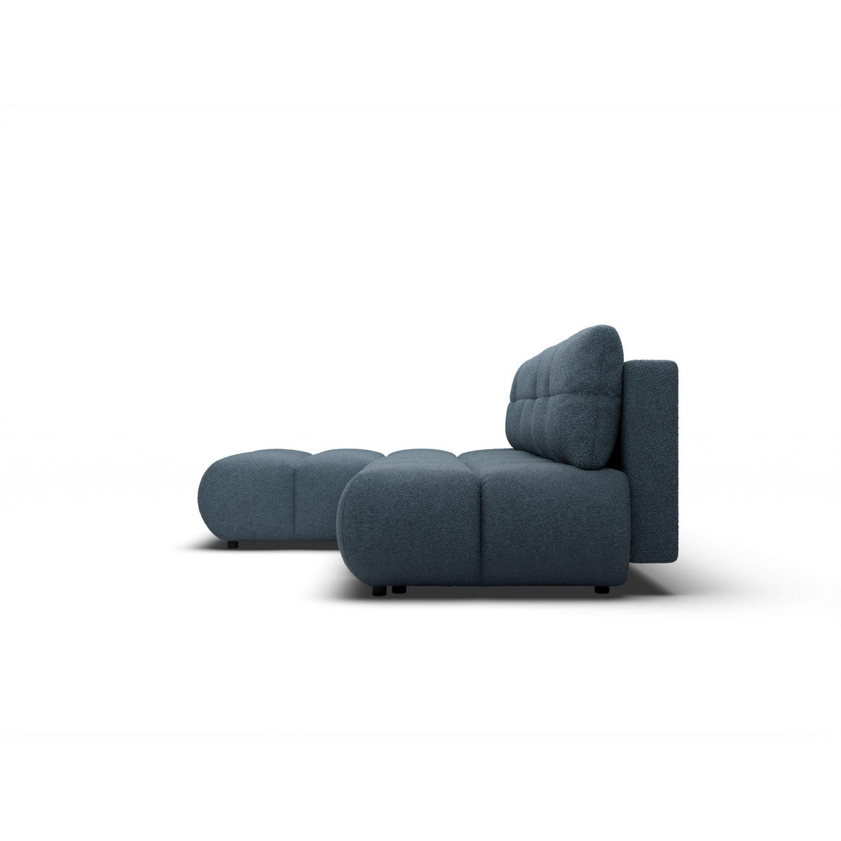 ECKSOFA CORSO L-S Blau Boucle-Stoff mit Schlaffunktion - Blau, Holz (230/177cm) - MASSENO