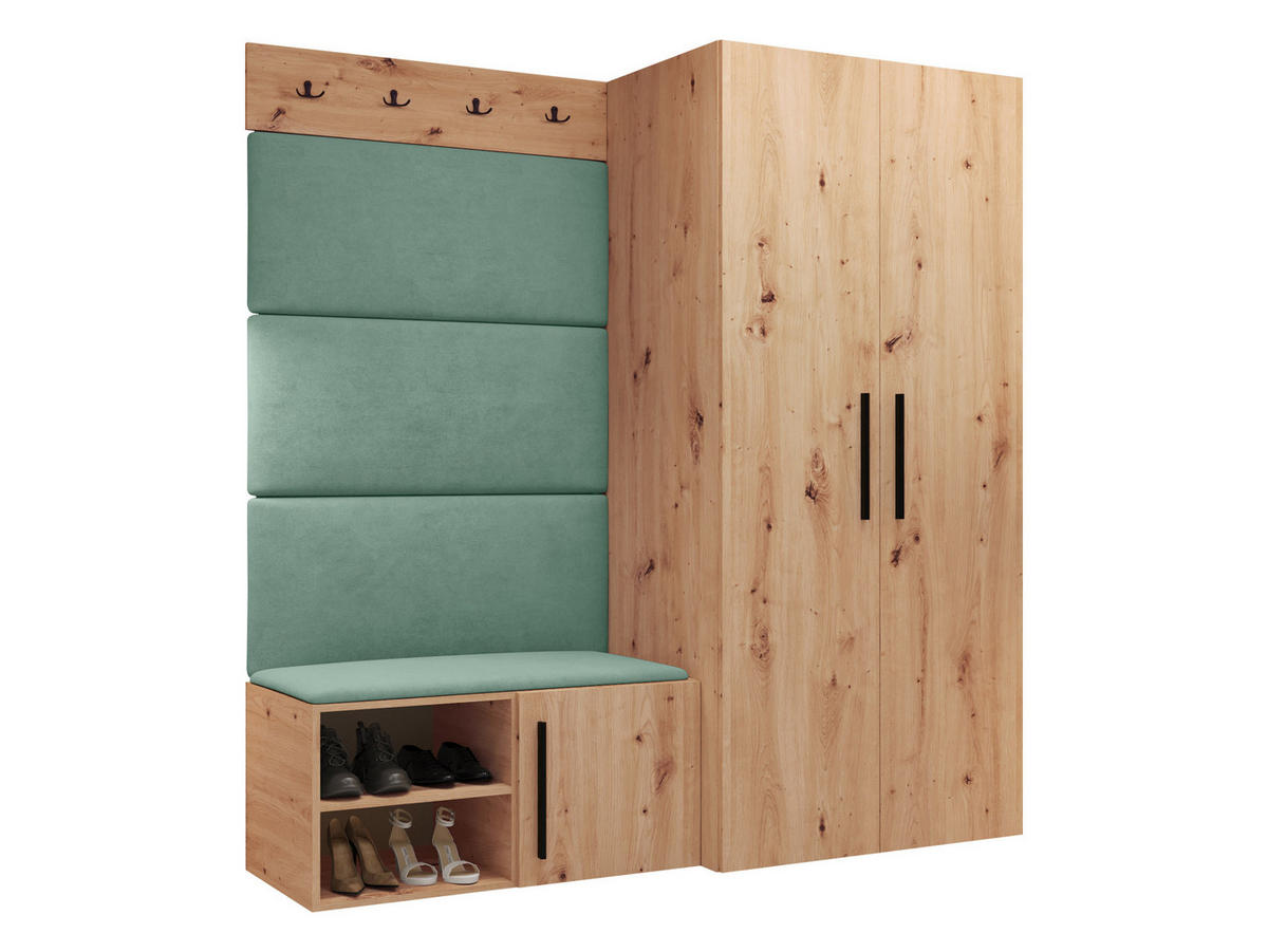 GARDEROBEN-SET Medi I - Schwarz/Eiche Artisan, Holzwerkstoff/Kunststoff (80/191/50cm) - MIRJAN24