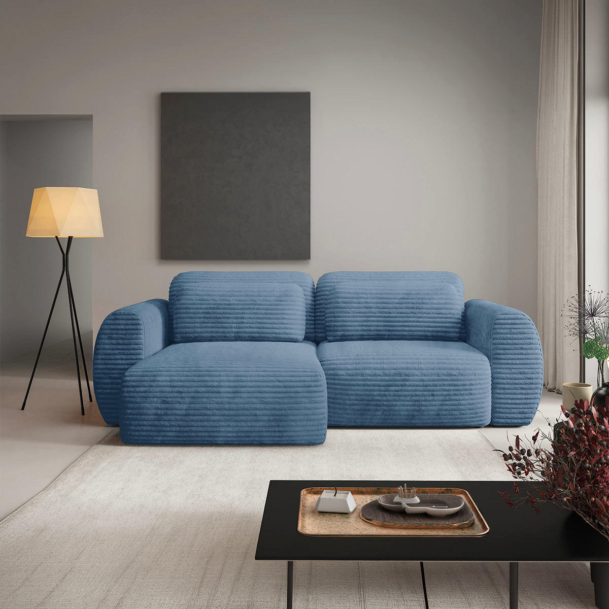 ECKSOFA Camilla 3 Sitzplätze Hellblau - Blau, Holz (270/165cm) - Petits-meubles