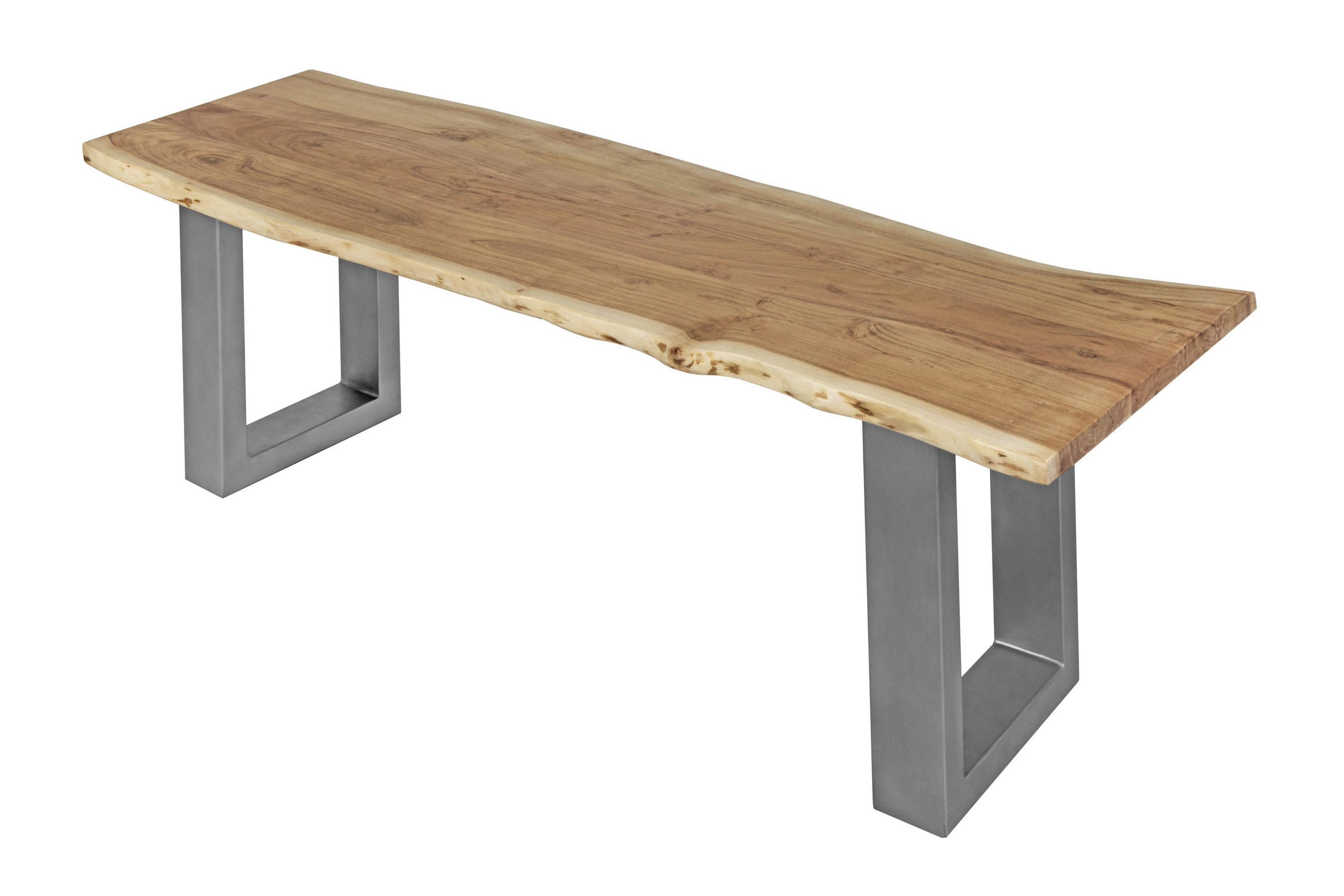 SITZBANK NOAH - Beige/Silberfarben, Holz/Metall (160/47/42cm) - SAM