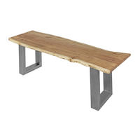 SITZBANK NOAH - Beige/Silberfarben, Holz/Metall (120/47/42cm) - SAM