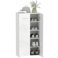 SCHUHSCHRANK DE-09947 Hochglanz mit verstellbaren Regalböden Weiß - Weiß Hochglanz, Holzwerkstoff (55/108/36cm) - ComfortXL