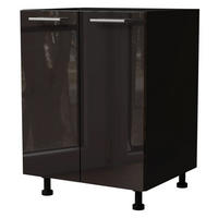 KÜCHENUNTERSCHRANK Essen D11/60 Schwarz Hochglanz / Schwarz Matt 60 / 50 / 82cm - Schwarz Hochglanz/Schwarz, Holz/Holzwerkstoff (60/82/50cm) - Feldmann-Wohnen