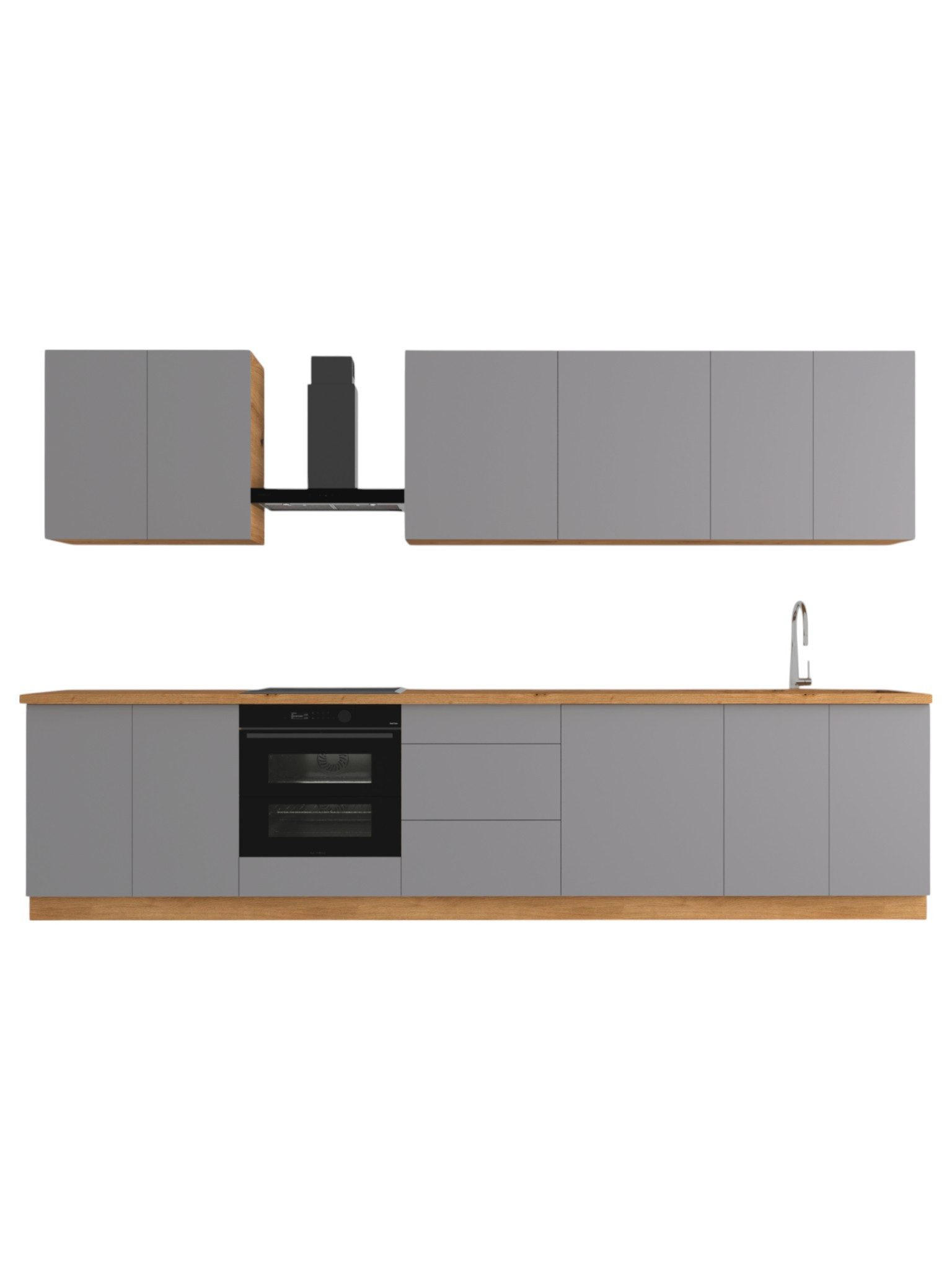 KÜCHENZEILE 340 cm – Nexa K89-G340 – in Beige / Matt - Beige, Holz (340/212/58cm) - ROYAL24_MARKT