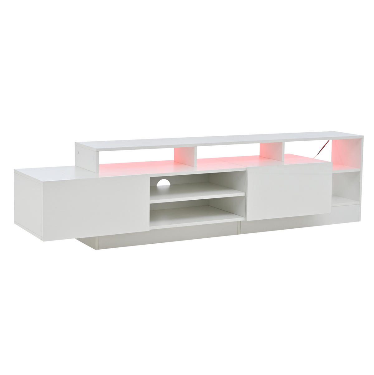 TV-LOWBOARD 190/40/48,5 cm mit 2 Klapptüren und LED-Beleuchtung - Weiß, Holzwerkstoff (190/48.5/40cm) - BEAOK