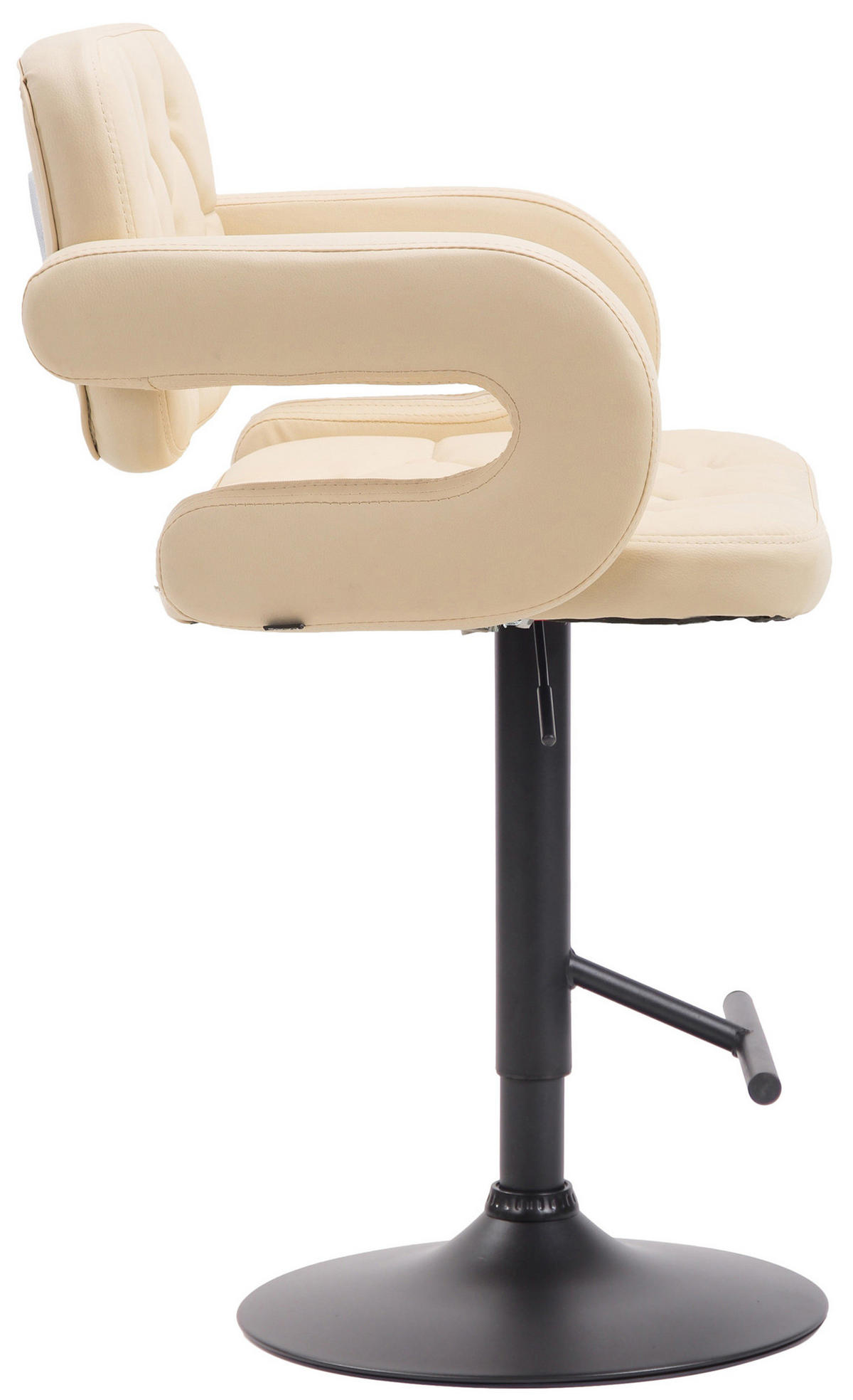 BARHOCKER Dubai, Gestell schwarz, Kunstleder Creme - Creme/Schwarz, Kunststoff/Textil (52/100/55cm) - TPFLiving