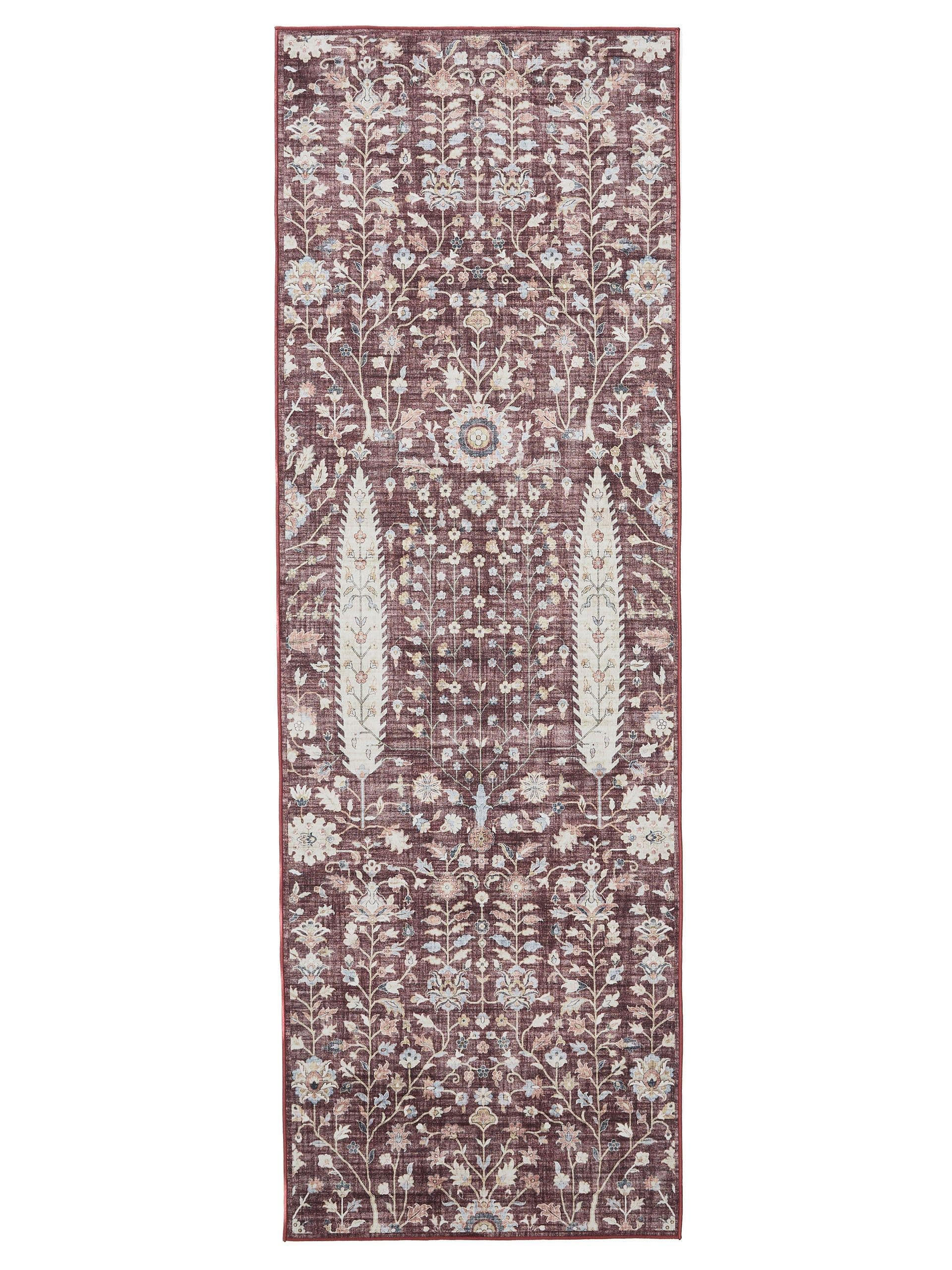 VINTAGE-LÄUFER George waschbar 80x240 cm - Bordeaux, Kunststoff (80/240cm) - benuta