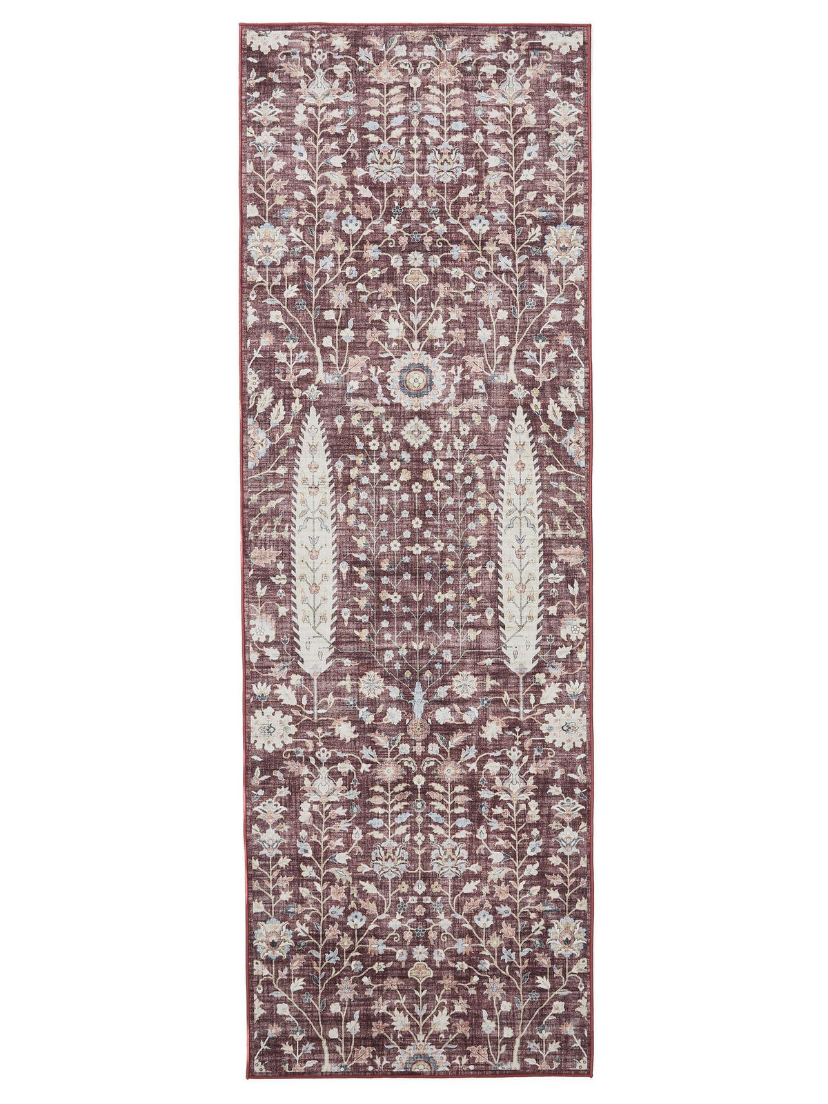 VINTAGE-LÄUFER George waschbar 80x240 cm - Bordeaux, Kunststoff (80/240cm) - benuta