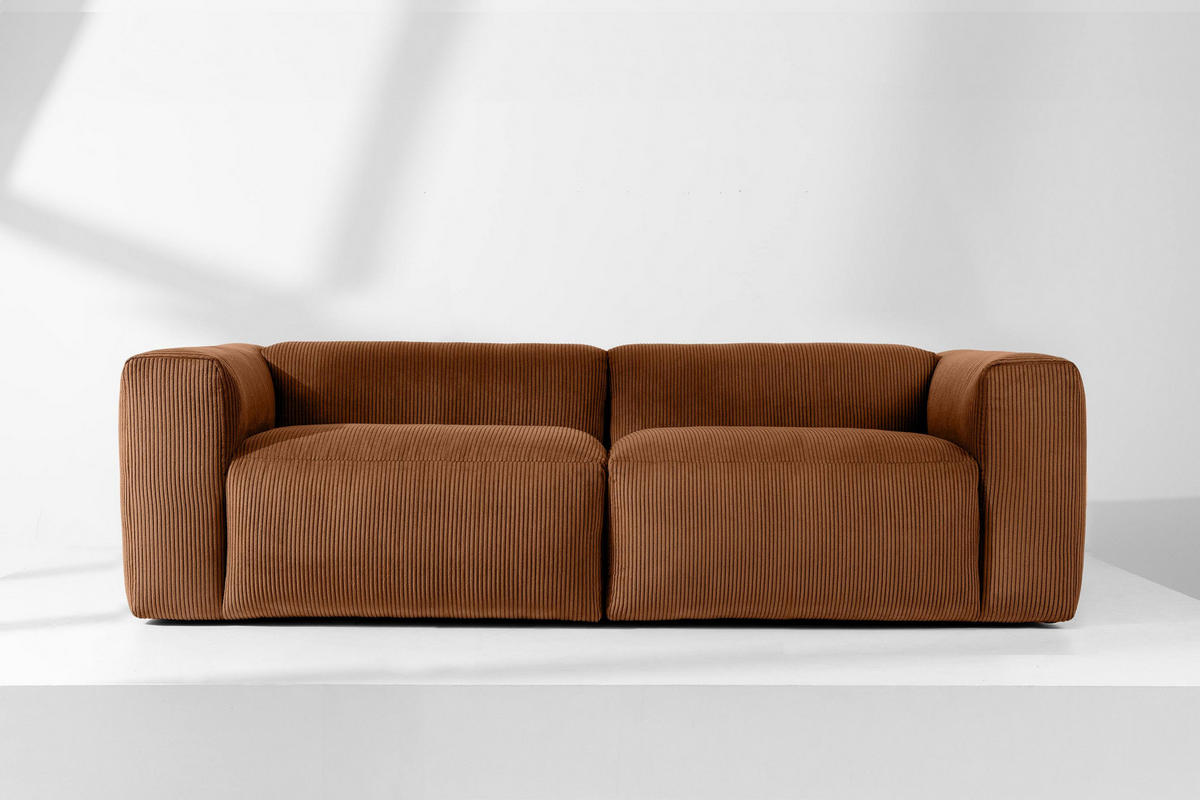 2,5-SITZER-MODULSOFA BUFFO mit extrem weicher und bequemer Sitzfläche, Kordstoff, ore - Orange, Textil (250/73/96cm) - KONSIMO®