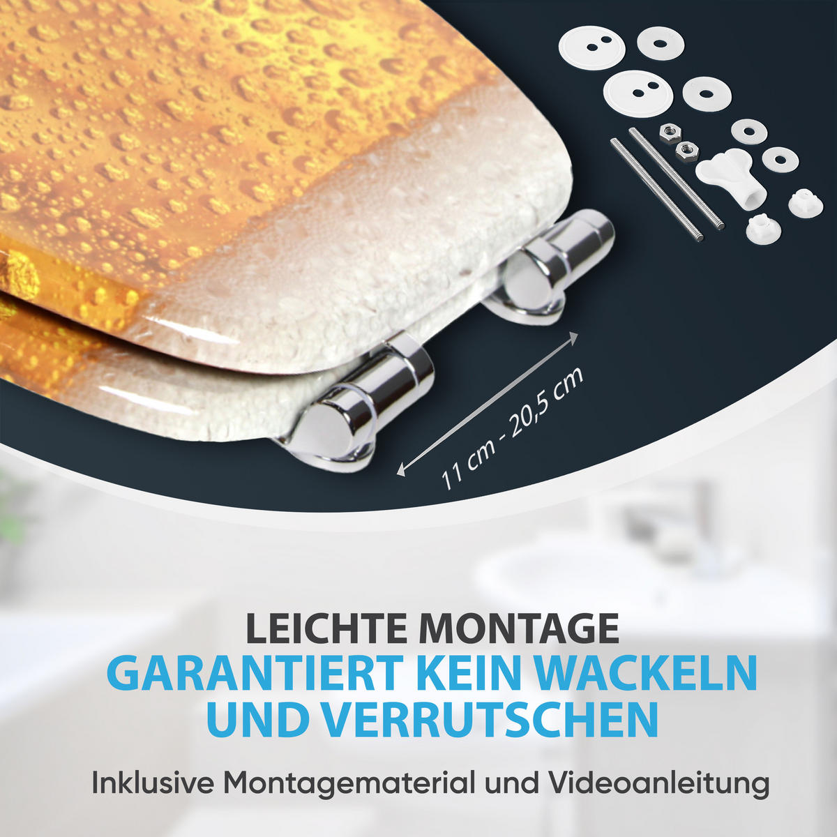 WC-SITZ mit Absenkautomatik Bier - Gelb, Holzwerkstoff (38/6/47cm) - Sanilo