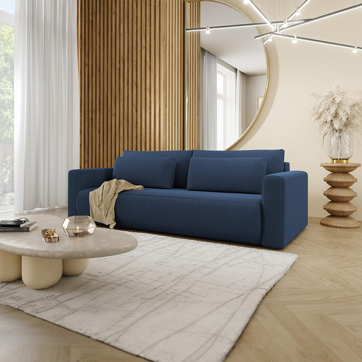 SOFA Evy 3 Sitzplätze Blau - Blau, Holz (238/82/105cm) - Petits-meubles