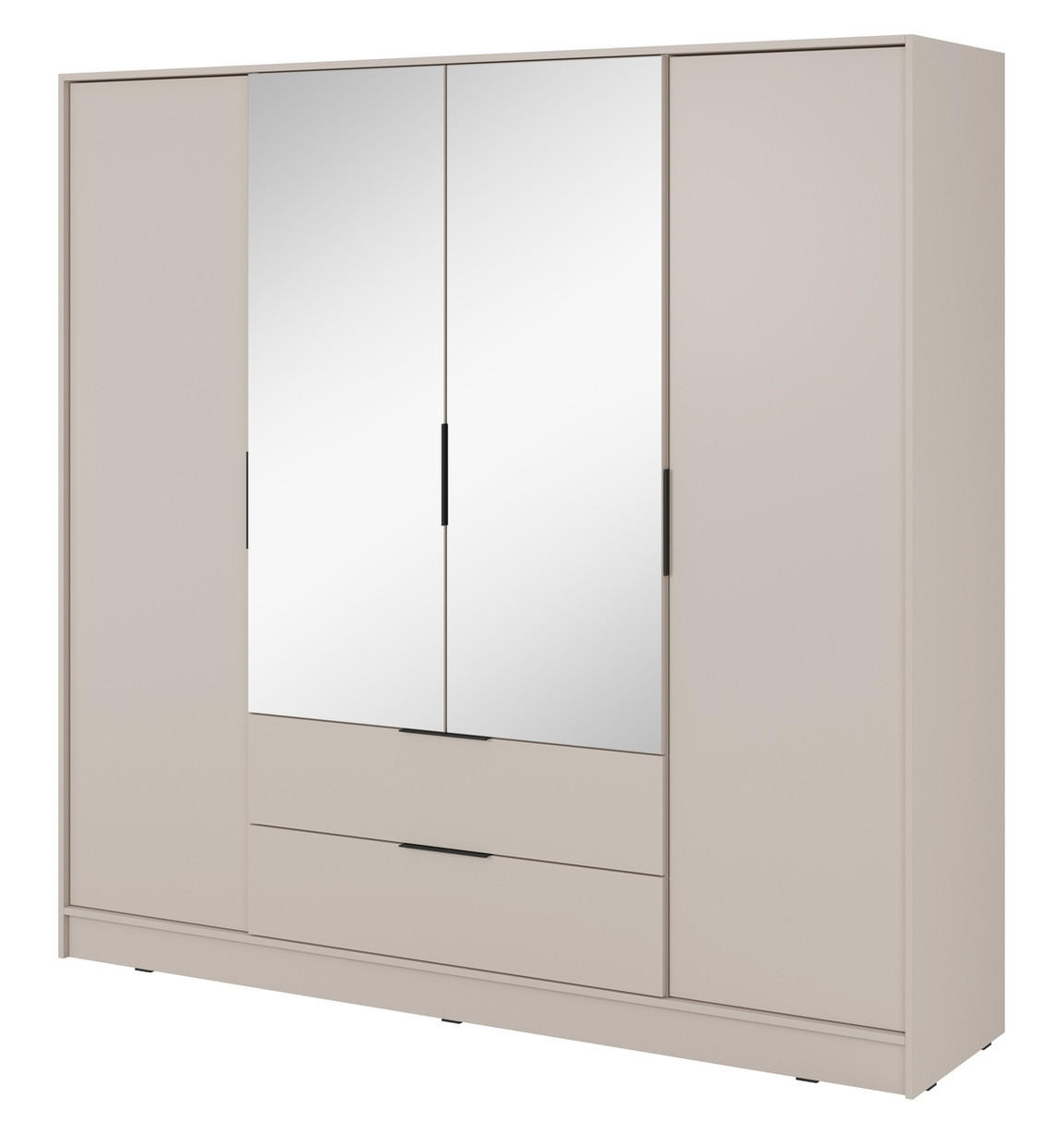 KLEIDERSCHRANK mit Spiegel 206 cm Kalma, 4 Türen, 2 Schubladen, Kaschmir - Kaschmir, Holz (206/200/51cm) - Emporius