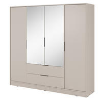 KLEIDERSCHRANK mit Spiegel 206 cm Kalma, 4 Türen, 2 Schubladen, Kaschmir - Kaschmir, Holz (206/200/51cm) - Emporius