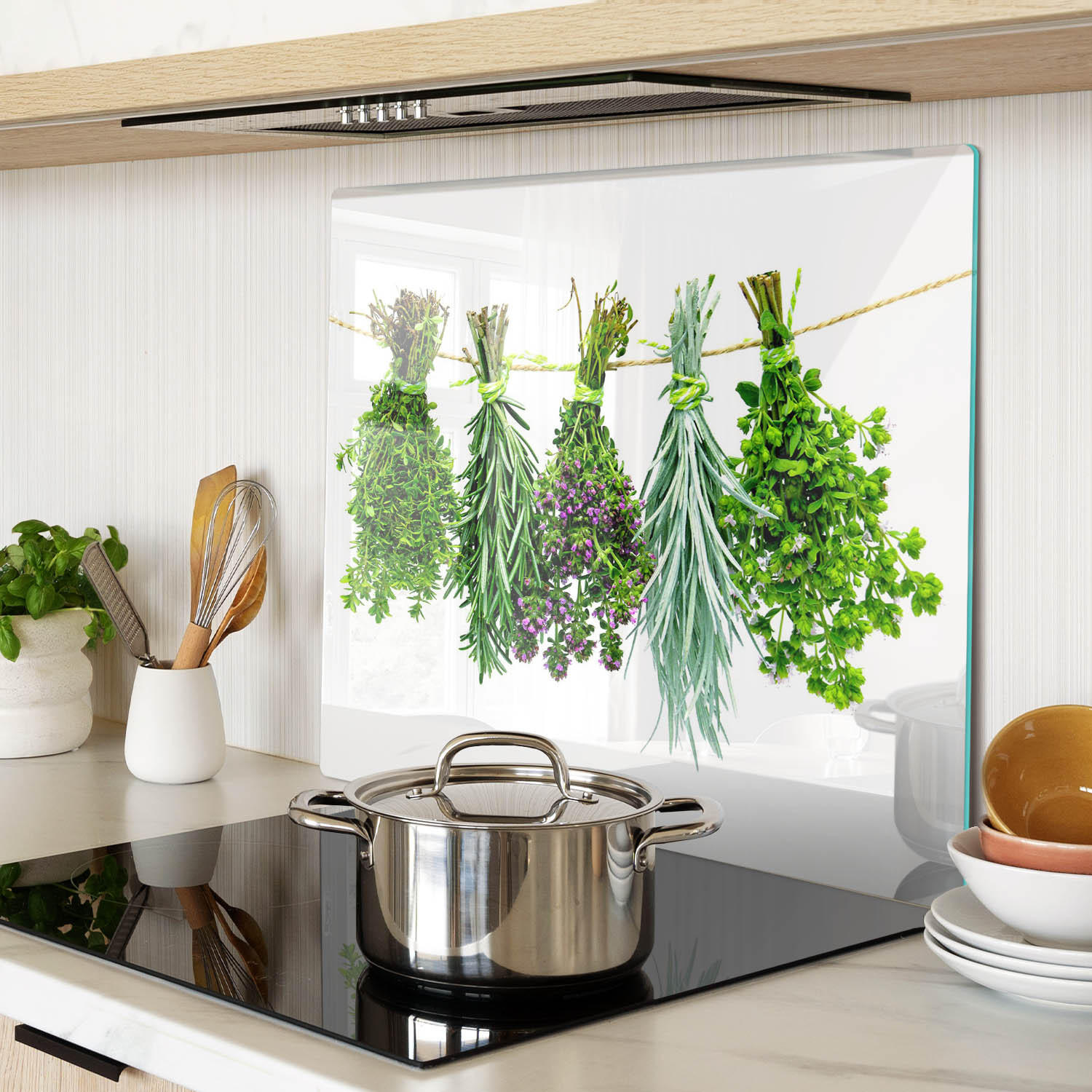 GLASPLATTE 60x52 cm Kräuterschnur - Grün, Glas (60/0.4/52cm) - TULUP