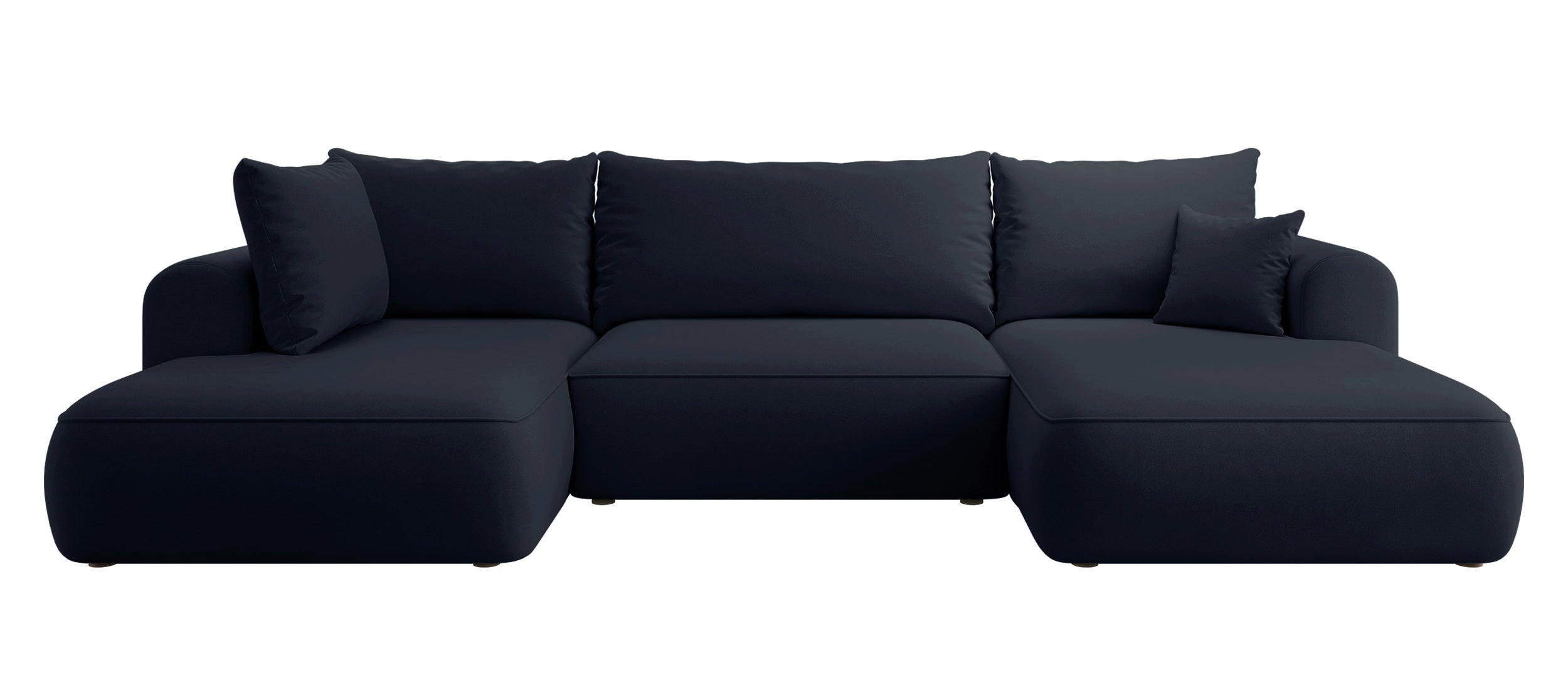 WOHNLANDSCHAFT Ovo Dunkelblau Velours - Schwarz/Dunkelblau, Textil (375/95/185cm) - Selsey