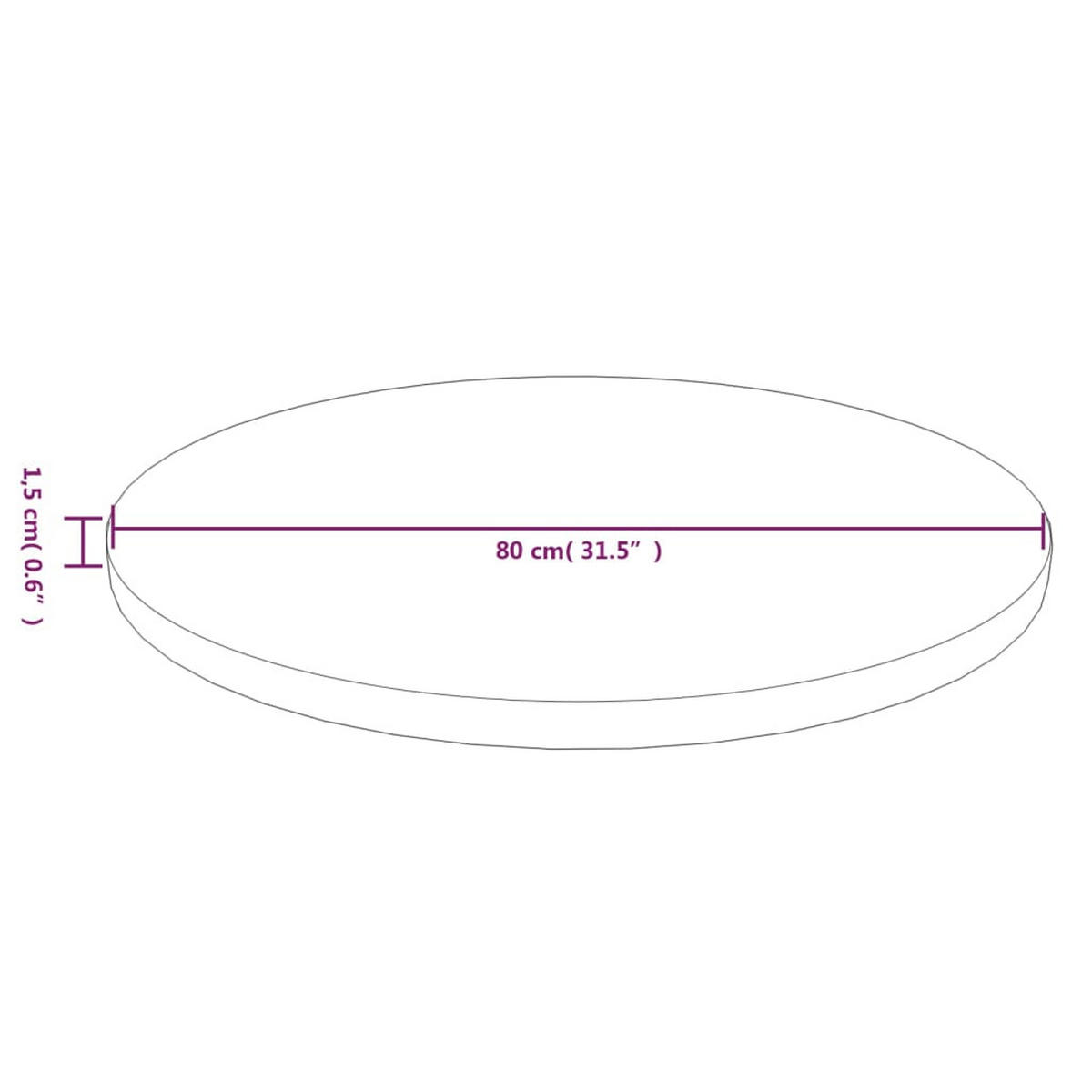 TISCHPLATTE Runde Hellbraun Ø80/1,5 Cm Behandeltes Eichenholz - Hellbraun, Holz (80/80/1.5cm) - vidaXL