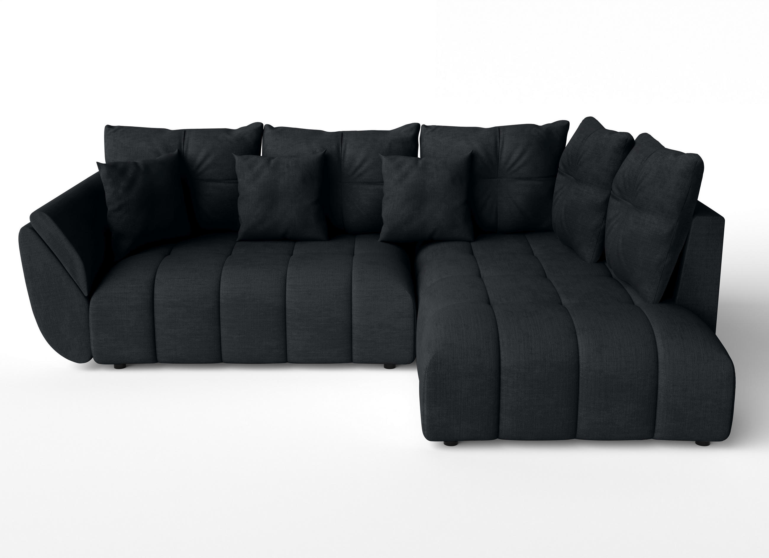 ECKSOFA L Form Kayseri Anthrazit 266/190/86 cm – mit Bettkasten - Schwarz, Kunststoff/Textil (266/190cm) - AX Living