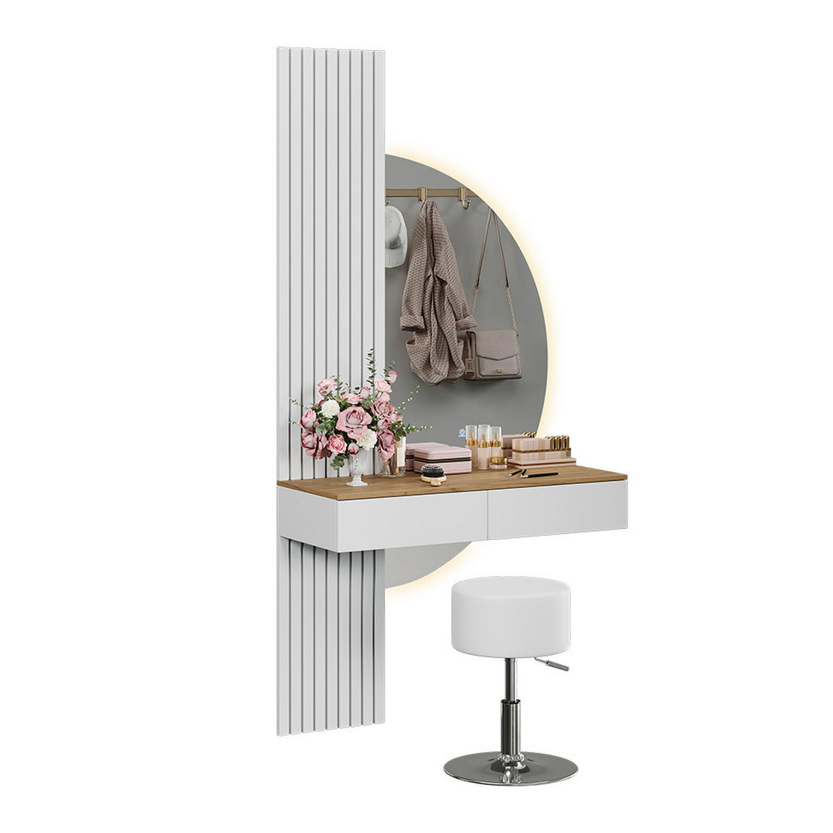 TOALETNÍ STOLEK Melina Bílá/dub - bílá, kompozitní dřevo (100/205/40cm) - Vicco