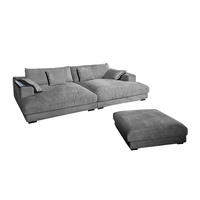 BIG SOFA-SET MIT TABLETT SCHWARZ MADELINE Grau Cord - Schwarz/Grau, Kunststoff/Textil (290/85/170cm) - KAWOLA